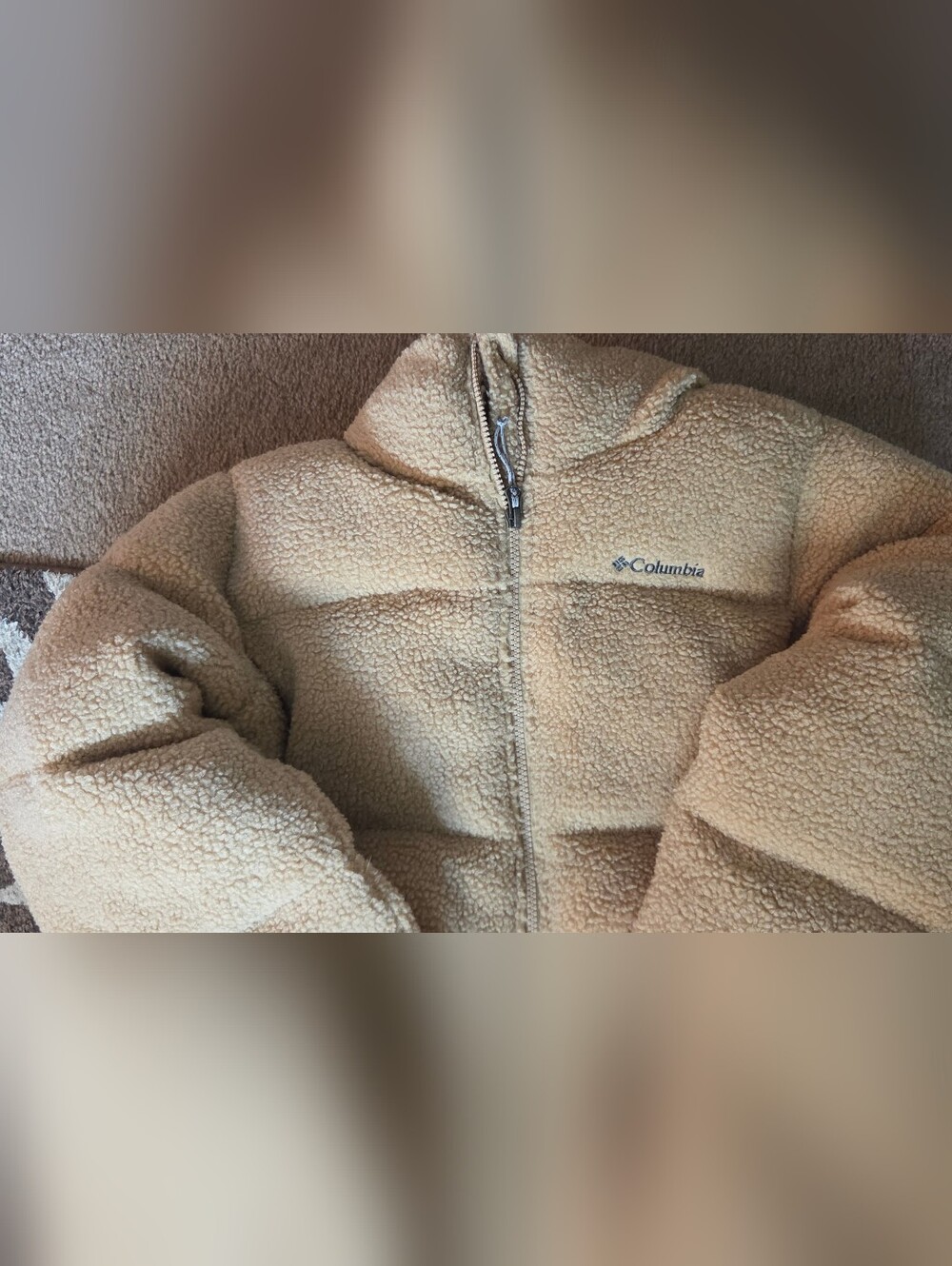 Columbia Womens Cream Puffect Sherpa Puffer Jacket Coat Sz L Cozy Warm Versatile - Picture 16 of 16